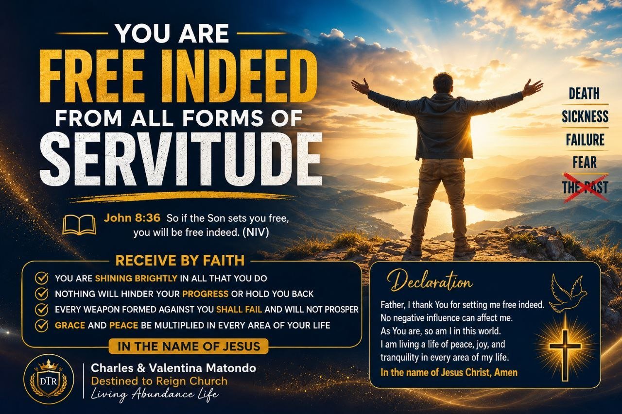 YOU ARE FREE INDEED FROM ALL FORMS OF SERVITUDE